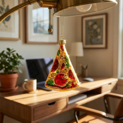 Gifts for Pizza Lovers, Pizza Christmas Ornament – Funny Food-Themed Hanging Decor for Pizza Lovers – Glass Blown Ornament for Christmas Tree