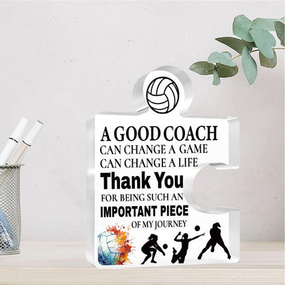 Inspirational Coach Thank You Appreciation Gifts Thank you for Being Such an Important Piece of my journey Acrylic Puzzle Volleyball Coach Gifts for Home Office Desk Table Decor