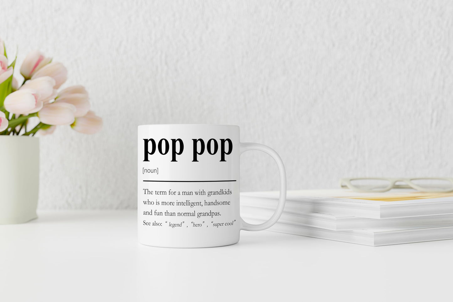 QASHWEY Pop Pop Mug, Grandpa Pop Pop Gifts from Grandkids Coffee Mug, Grandpa Mugs, Fathers Day Christmas Mugs Tea Cup Gifts for PopPop Grandpas, PopPop Definition Coffee Cups Ceramic 11oz