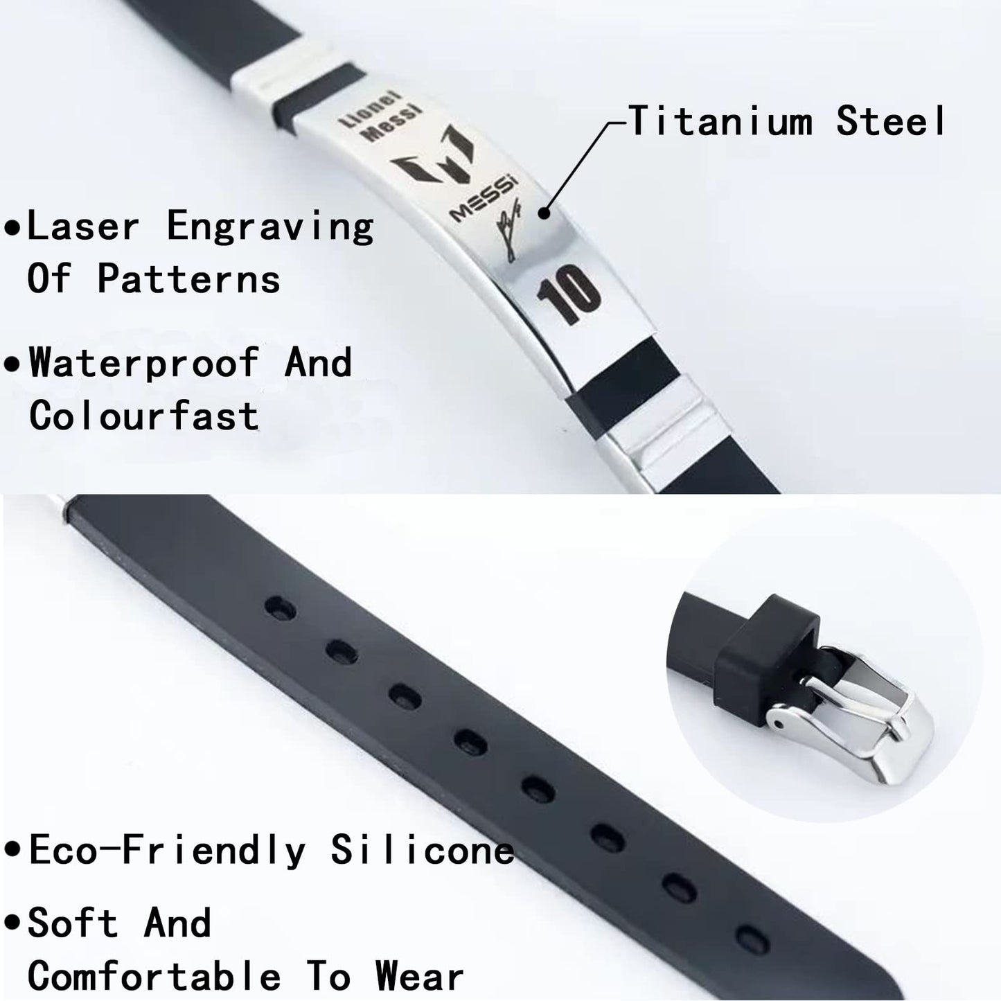 Lionel Messi signature wristbands Football bracelet, Waterproof sports rubber bracelets, Rubber wristbands, Messi Memorial Collection Gift Box