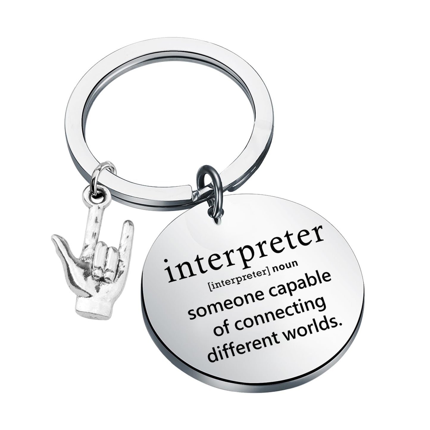ENSIANTH Interpreter Keychain Sign Language Teacher Thank You Gift Interpreter Deaf Charm ASL Hand Gesture Translator Gift