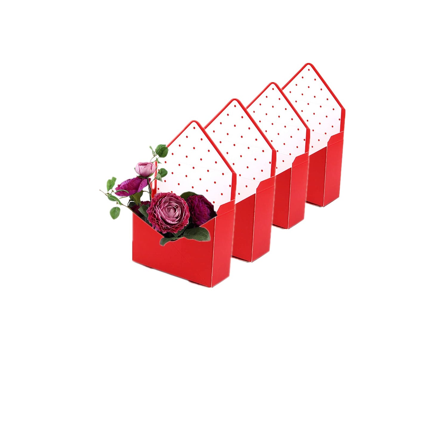 5 Pcs Flower Envelope Box,Folding Flower Storage Box,Waterproof Envelop Paper Boxes,Hand Folding Bouquet Flower Box for Wedding Engagement Valentines Day Birthday Graduation Party Decoration(Red)