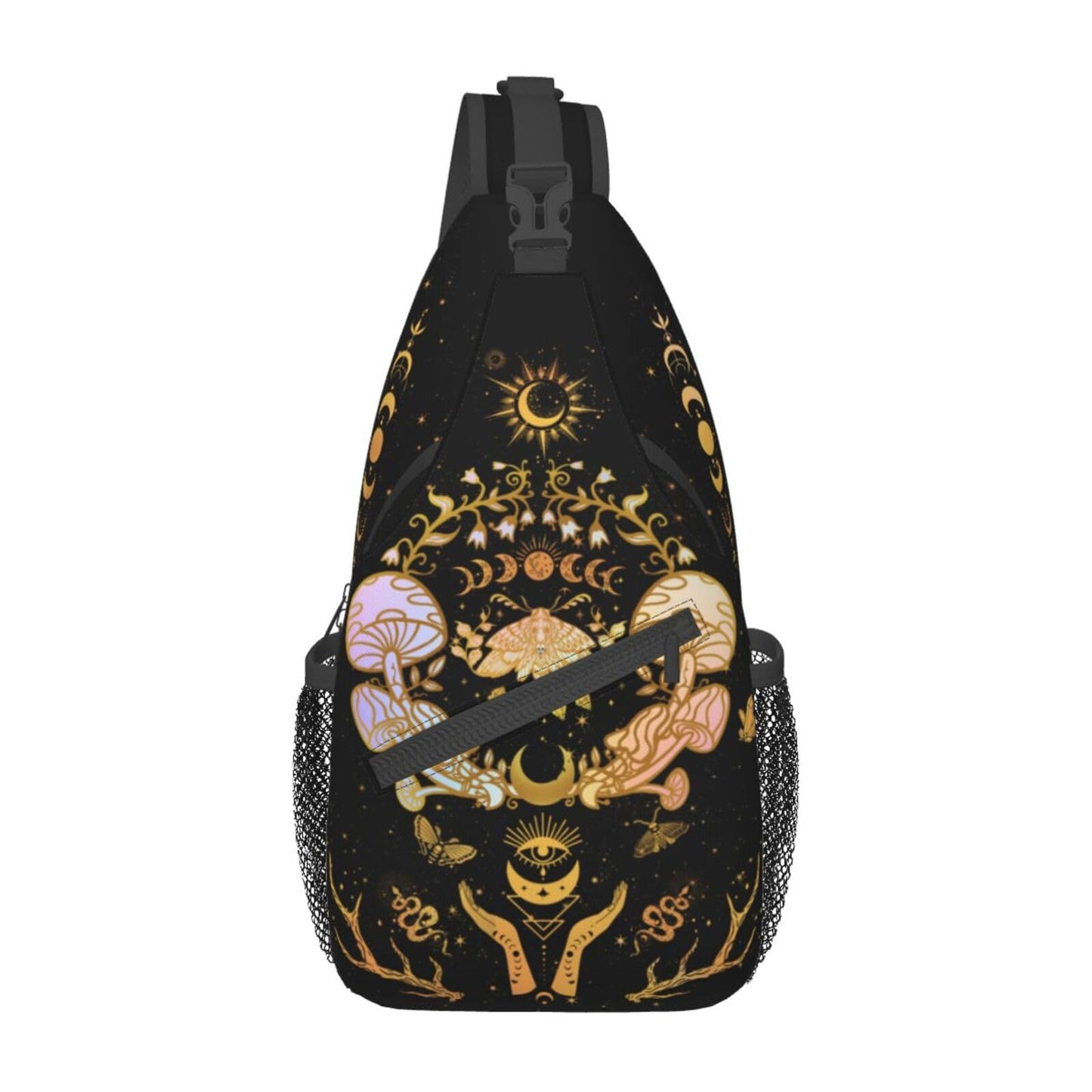 Moth Moon Crossbody Bags, Witchy Travel Crossbody Bags for Women, Sun Moon Sling Bag Hippie Mushroom Gothic Witch Gifts