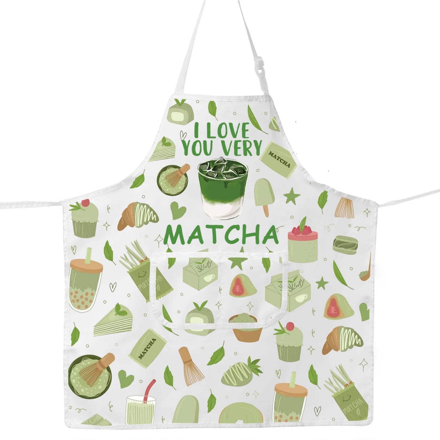 JNIAP Matcha Apron Matcha Lover Gifts Matcha Green Tea Gifts I Love You Very Matcha Gifts Matcha Tea Drinkers Gifts