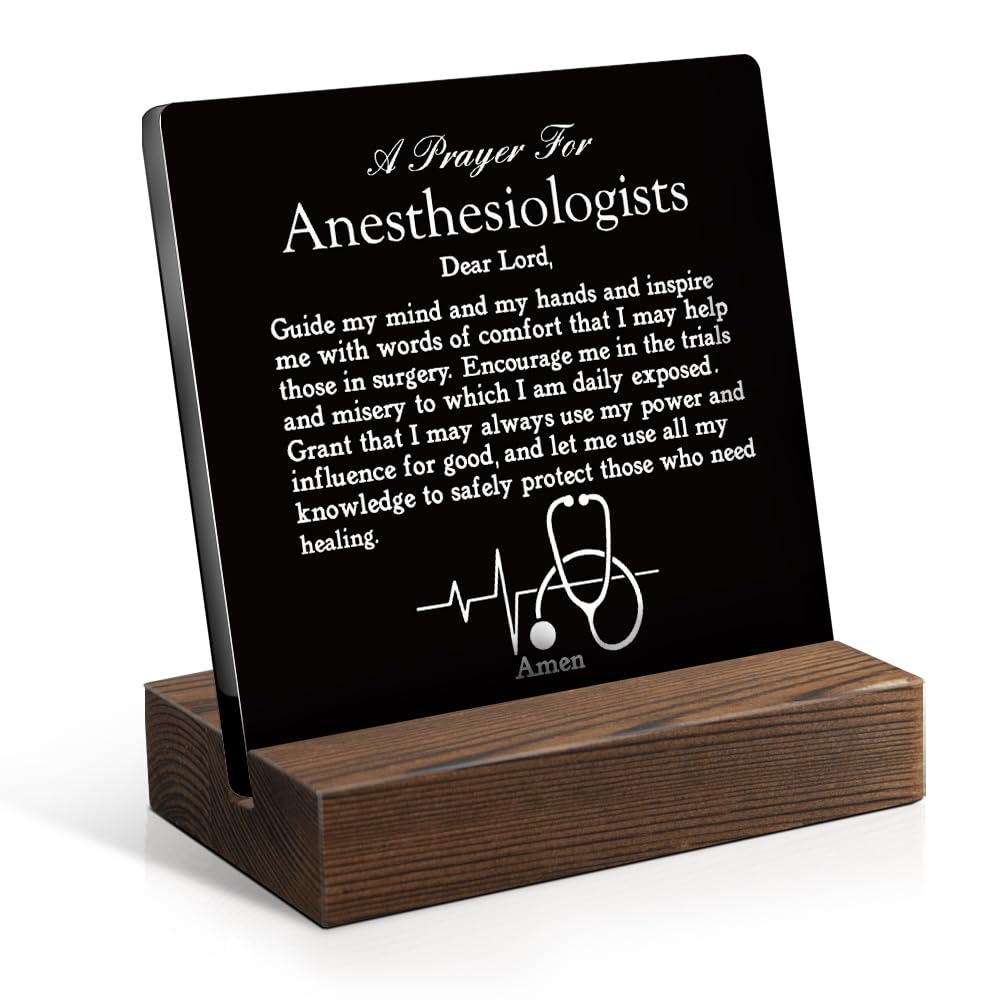 A Prayer for Anesthesiologists Acrylic Sign with Wooden Stand, Thank You Gift Appreciation Gift for Anesthesiologists, Physician Anesthesiologist's Week Gift, Anesthesiology Graduation Gift