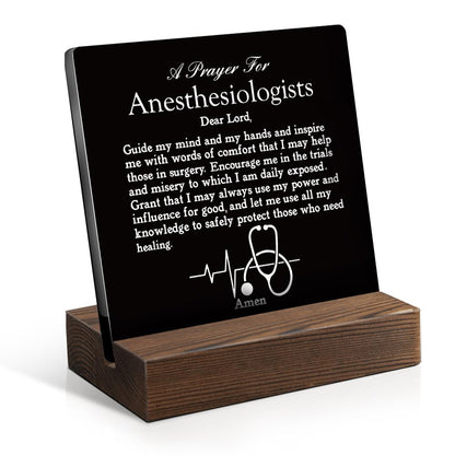 A Prayer for Anesthesiologists Acrylic Sign with Wooden Stand, Thank You Gift Appreciation Gift for Anesthesiologists, Physician Anesthesiologist's Week Gift, Anesthesiology Graduation Gift