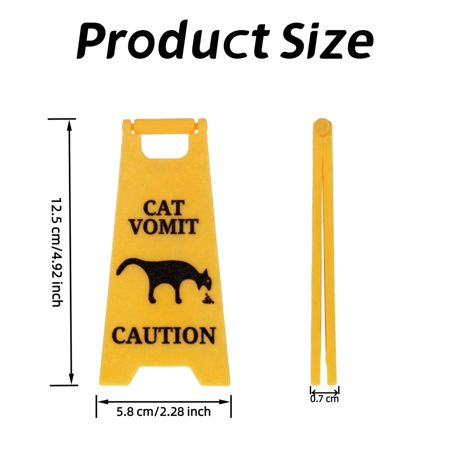 2 Pcs Mini Cat Vomit Caution Sign - 5 Inches Funny Cat Gifts for Women, Cat Vomits Warning Signs for Cat Lovers, Perfect Gag Gifts for Cat Mom or Cat Dad