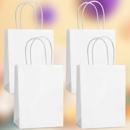 Hxezoc 12 Pieces White Gift Bags with Handle, Paper Treat Candy Bag Retail Kraft Shopping Bags for Valentines, Baby Showers Birthday Party Decoration Supplies