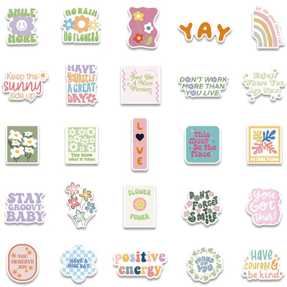 Cute Pink Inspirational Aesthetic Stickers for Women, 50PCS Motivational Vinyl Waterproof Stickers for Water Bottles Laptop Scrapbook, Encouragement Decals