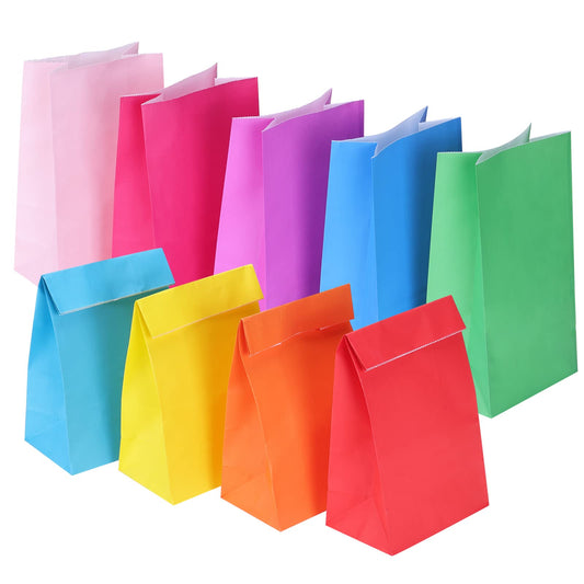 TOMNK 36pcs Paper Party Favor Bags, 9 Colors Small Gift Bags, 9.2 x 5.2 x 3.2, Wrapped Mini Goodie Bags for Birthdays, Baby Showers, Crafts and Activities, May Day, Wedding (Assorted Colors)