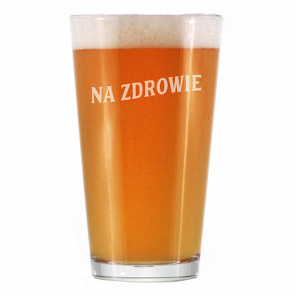 Bevvee Na Zdrowie - Polish Cheers - Pint Glass for Beer - Cute Poland Themed Gifts or Party Decor for Women and Men - 16 Oz