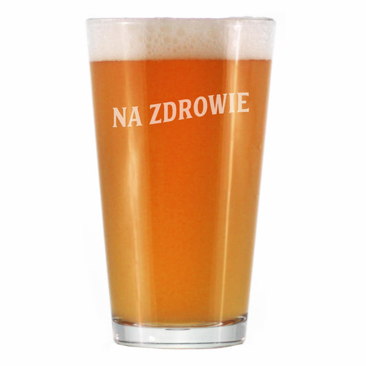 Bevvee Na Zdrowie - Polish Cheers - Pint Glass for Beer - Cute Poland Themed Gifts or Party Decor for Women and Men - 16 Oz