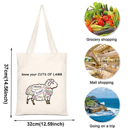 XYANFA Lamb Knitting Tote Bag - Gift for Knitter & Sheep Lover