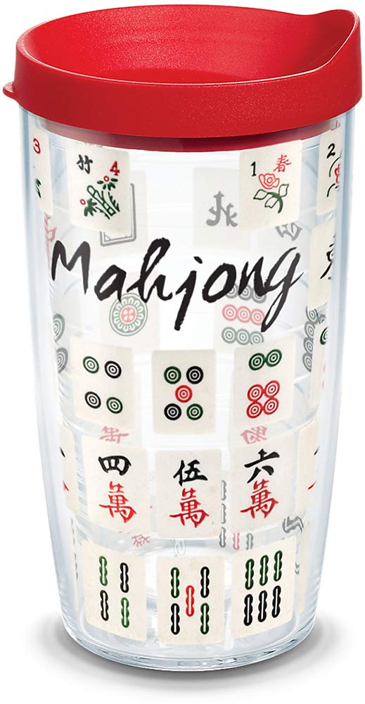 Tervis Mahjong Game Made in USA Double Walled Insulated Tumbler Travel Cup Keeps Drinks Cold & Hot, 16oz, Clear