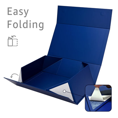 LIFELUM Navy Blue Birthday Gift Box for Men 13.8 x 8.3 x 4.4 inch, Groomsmen Proposal Gift Box for Presents with Lids Ribbon,Card,Shredded Paper Filler