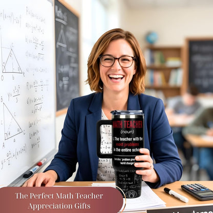 Math Teacher Appreciation Gifts for Men Women, Funny Math Teacher Gift for School, Teacher Appreciation Week Gifts, 40oz Tumbler with Handle, Teacher End of Year Birthday Gifts