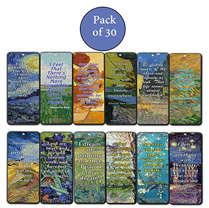 Loving Vincent Van Gogh Inspiring Quotes Bookmarker Cards (36-Pack) - Cool Book Classical Painting Art Print Decal - Stocking Stuffers Gifts for Men Women Teens Thanksgiving Christmas