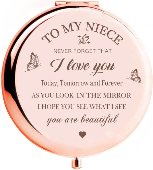 Niece Compact Mirror - Makeup Mirror Gifts for Niece from Aunt, Birthday & Christmas
