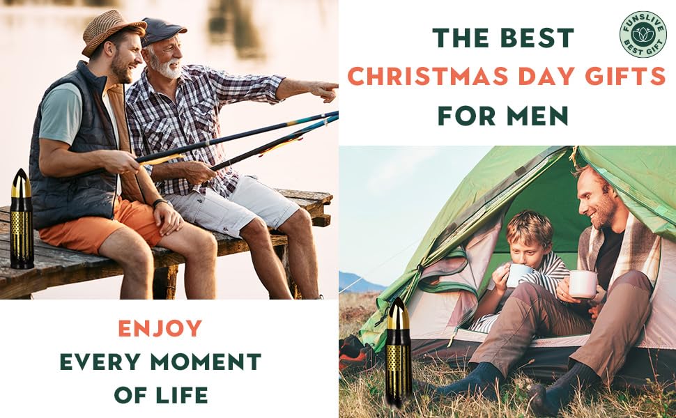 17oz Bullet Tumbler Stainless Steel Gifts for Men Dad Him Husband, Unique Shaped Thermos, Coffee Mug, Anniversary Birthday Dad Gifts for Men, Present Ideas for Fathers Day, Fishing Hunting Camping
