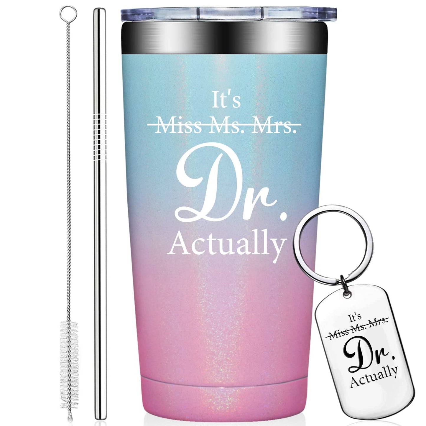 Grifarny Doctors Day Gifts - Ph.D. Gifts for Women - Ph.D. Graduation Gift for Her - Graduate Gift for Phd, Medical School Students, Doctors, Physician MD - It's Miss Ms Mrs Dr Actually Tumbler