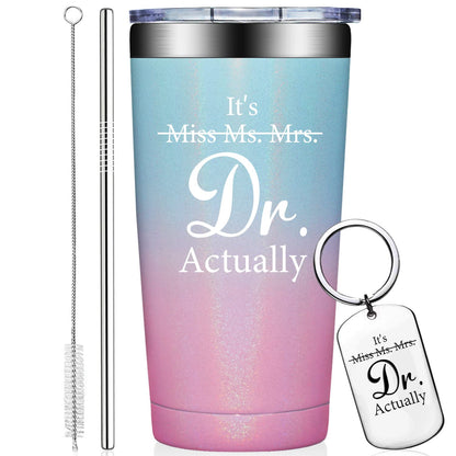 Grifarny Doctors Day Gifts - Ph.D. Gifts for Women - Ph.D. Graduation Gift for Her - Graduate Gift for Phd, Medical School Students, Doctors, Physician MD - It's Miss Ms Mrs Dr Actually Tumbler