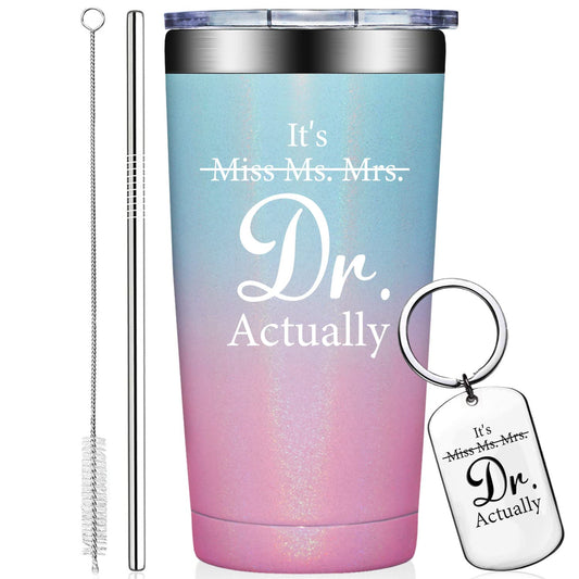 Grifarny Doctors Day Gifts - Ph.D. Gifts for Women - Ph.D. Graduation Gift for Her - Graduate Gift for Phd, Medical School Students, Doctors, Physician MD - It's Miss Ms Mrs Dr Actually Tumbler