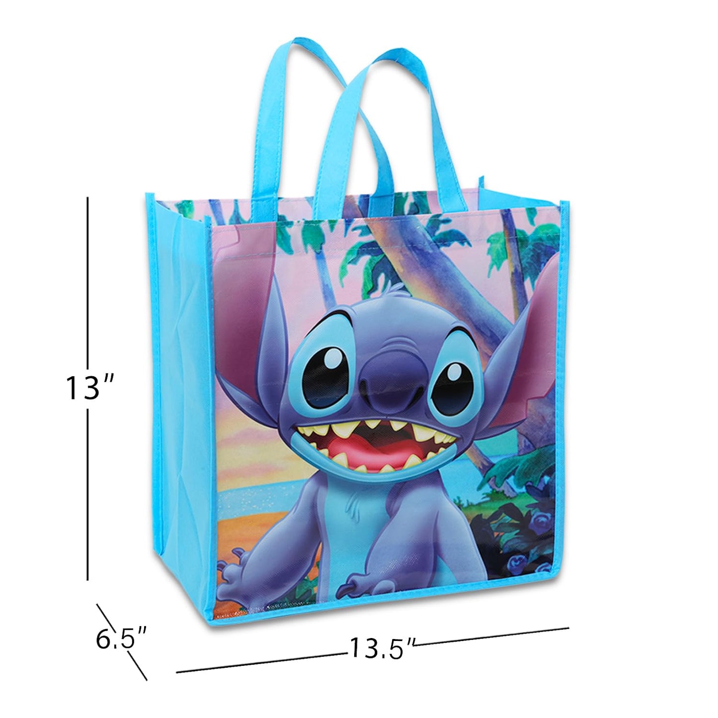 Disney Stitch Tote Bag Bundle Lilo and Stitch Accessories - 4 Pc Stitch Grocery Bag Set with Plus Stickers, Tattoos, More | Stitch Reusable Bags