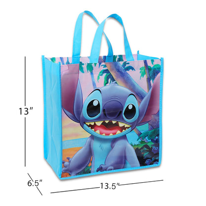 Disney Stitch Tote Bag Bundle Lilo and Stitch Accessories - 4 Pc Stitch Grocery Bag Set with Plus Stickers, Tattoos, More | Stitch Reusable Bags