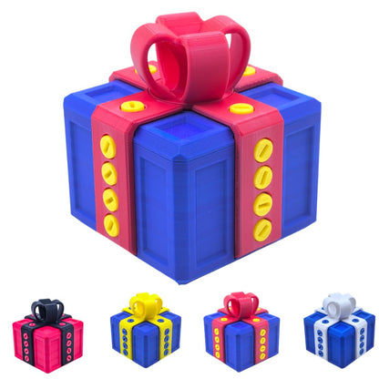 3.14" Annoying Gift Box, The Annoying Present, Prank Box with Screw, 3D Printed Annoying Gift Box, 3D Printed Hilarious Money Card Container (Blue Box with Red)
