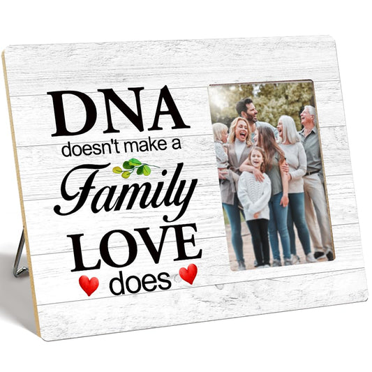 OTINGQD Family Picture Frame,DNA Doesn't Make A Family Love Does Photo Frame,Gift for Dad Mom Son Daughter,Adoption Gifts Z325