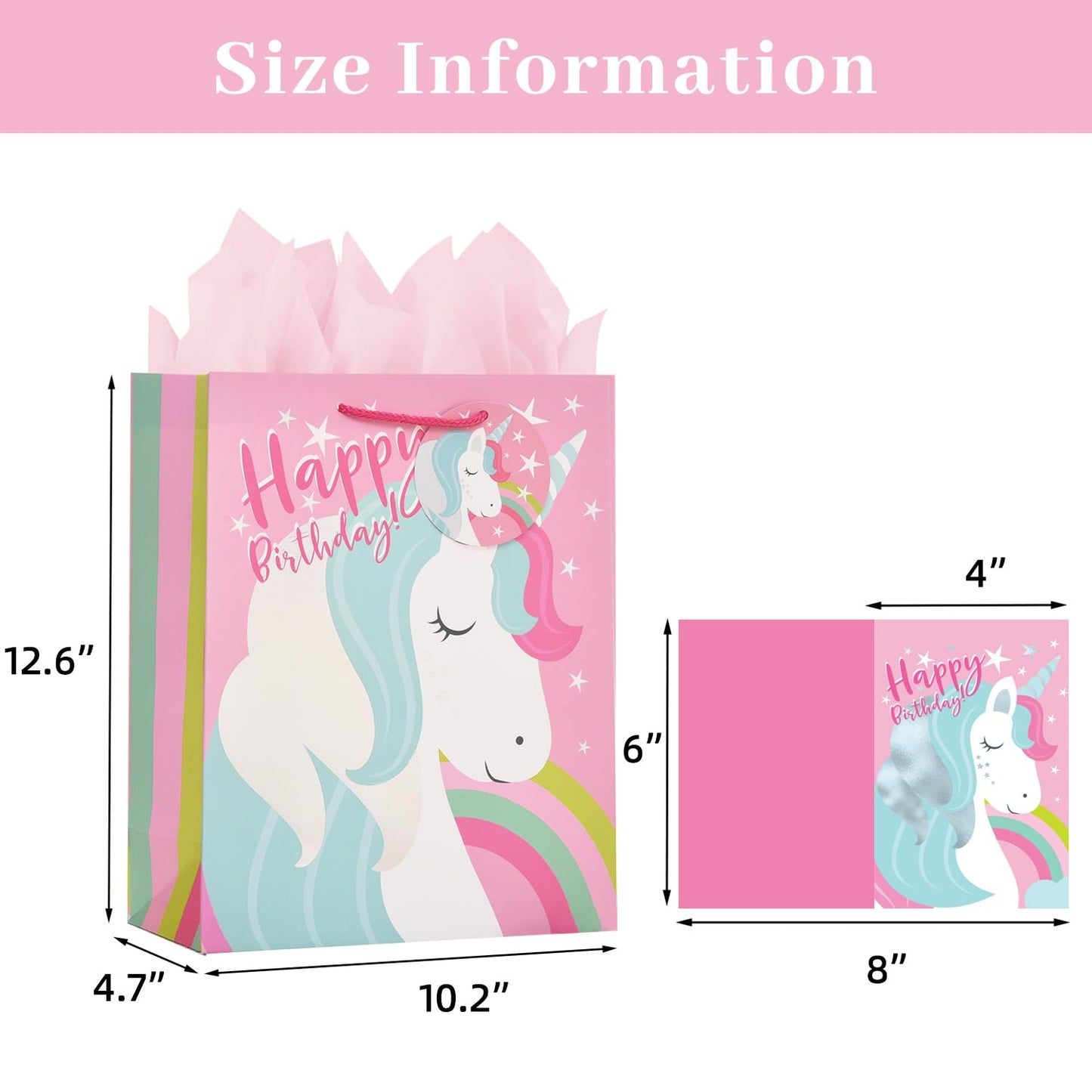 LEAYUGF 13" Large Birthday Gift Bag with Card and Tissue Paper For Birthday Party Anniversaries Supplies with Handles