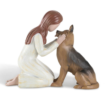 Storieme German Shepherd Gifts for Women: Pet Loss Sympathy Bereavement Remembrance Memorial Gift Angel of Friendship Black Dog Figurines for Dogs Lovers (5.4" x 4.3")