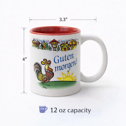 Essence of Europe Gifts Guten Morgen/Good Morning in German Colorful Ceramic Coffee Mug by E.H.G | 12 oz