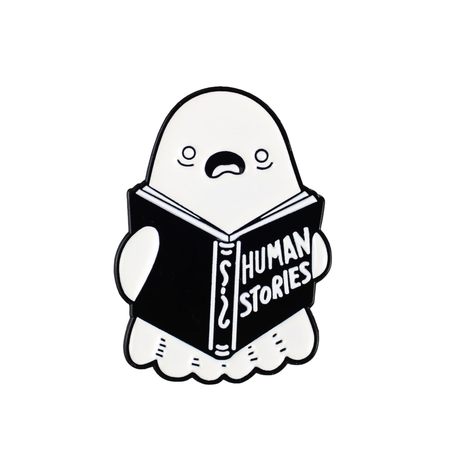 Human Stories Funny Ghost Enamel Pin, Boo Meme Pin Brooches, Spooky Season Gift For Goth Friend Sassy Girl Woman, Internet Dark Humor Quote Brooches, Halloween Vibes Lapel Badge, Boo Crew Accessories