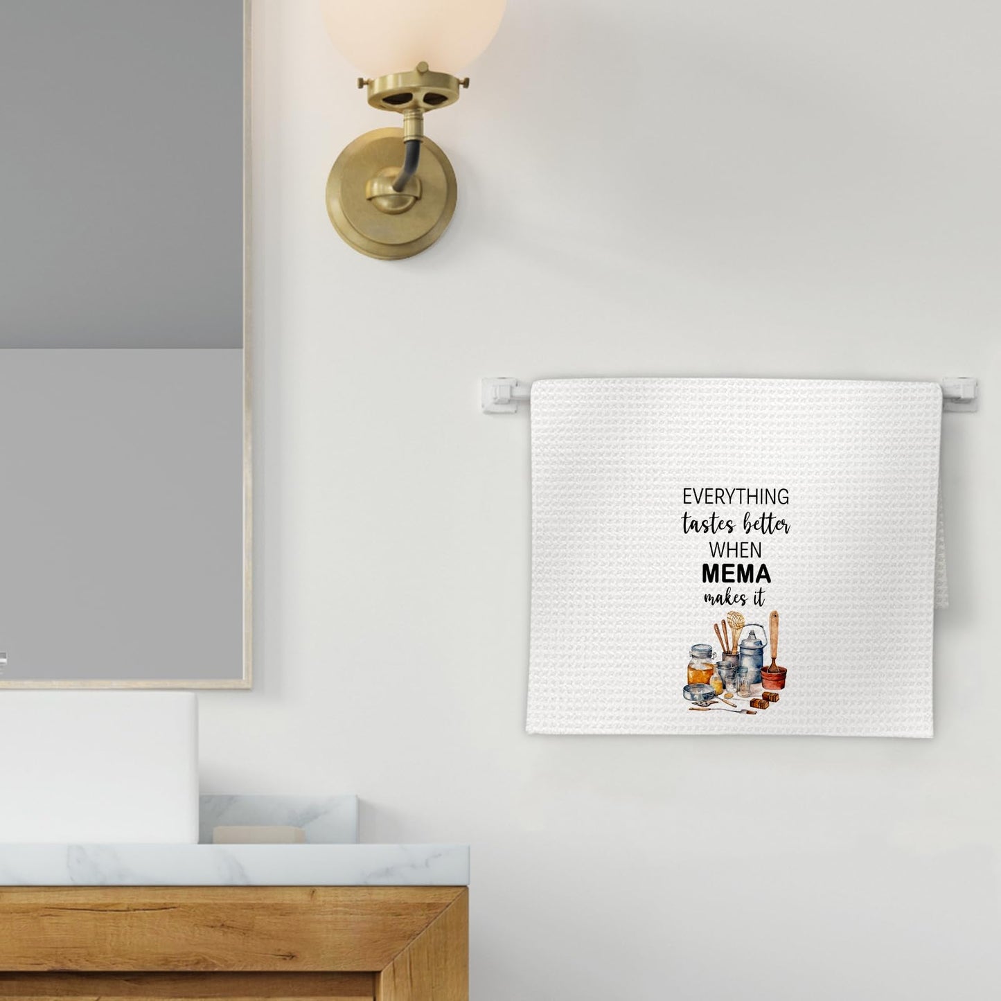 Mema Gifts Kitchen Towels, Gifts for Memas Dish Towels, Memas Gift from Grandkids Grandchildren, Everything Tastes Better When Mema Make It Decorative Hand Towel for Kitchen (16x24 Inch)