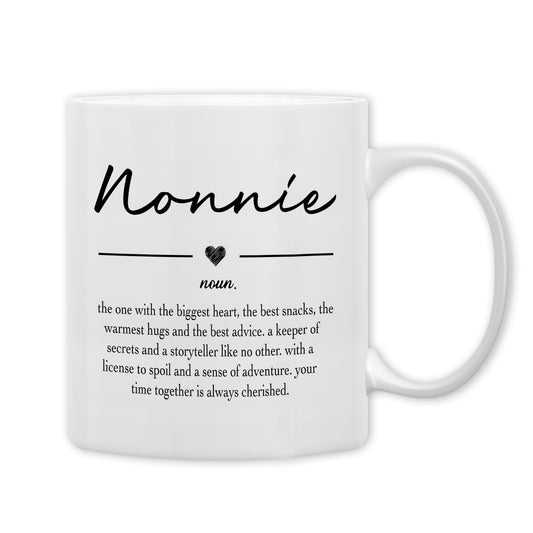 QASHWEY Nonnie Gifts Coffee Mug, Gifts for Nonnies Grandma from Grandkids Grandchildren, Grandma Coffee Mug, Mothers Day Mugs Tea Cup Gift for GrandmaNonnie, Nonnie Definition CoffeeCup Ceramic 11oz