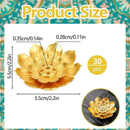 30 Pcs Diwali Gifts Bulk, Lotus Incense Holder, Indian Return Gifts for Pooja Bulk, Gold Lotus Incense Sticks Holder
