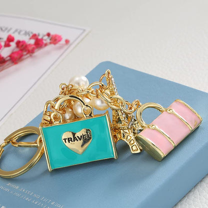 Plane Keychain - Eiffel Tower Crystal Key Ring 1 Set Travel for Bag Car Supplies,Rhinestone ations Bag Accessories Creative Gift to Women Girls