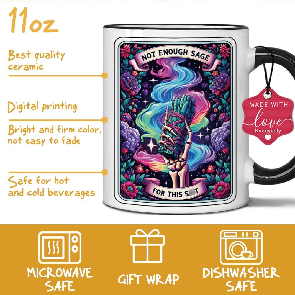 Witchy Gifts for Women Men Not Enough Sage Mug 11OZ - Gothic Gifts - Spooky Skeleton, Birthday Gift for Witchy Friends - Skull Cup 11OZ