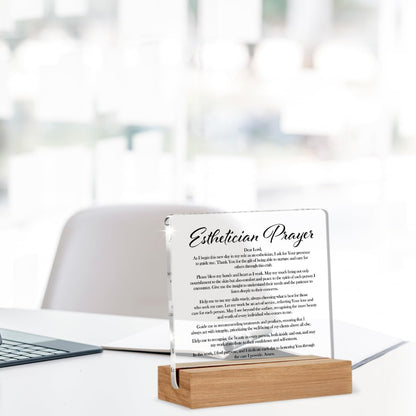Esthetician Beauty Salon Office Desk Decor, Christian Religious Gifts for Women Beautician Cosmetologist, Esthetician Prayer Acrylic Desk Signs Decor 4 × 4 Inch
