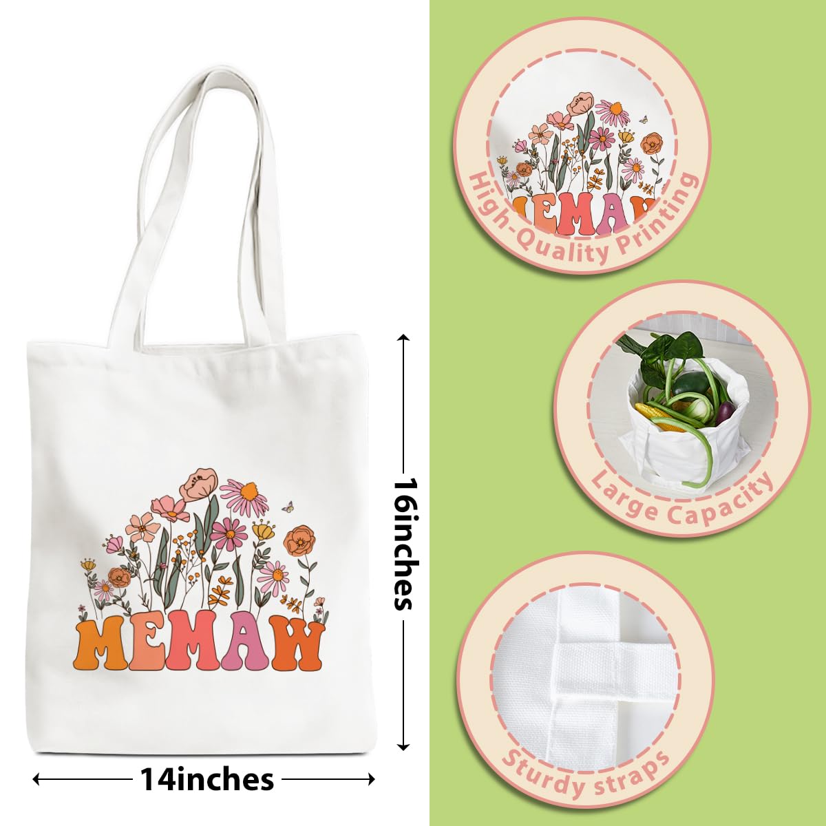 Grandma Gifts Tote Bag Birthday Mothers Day Retirement Gifts for Women Mama Nana Mimi Shoulder Bag Reusable Grocery Bags
