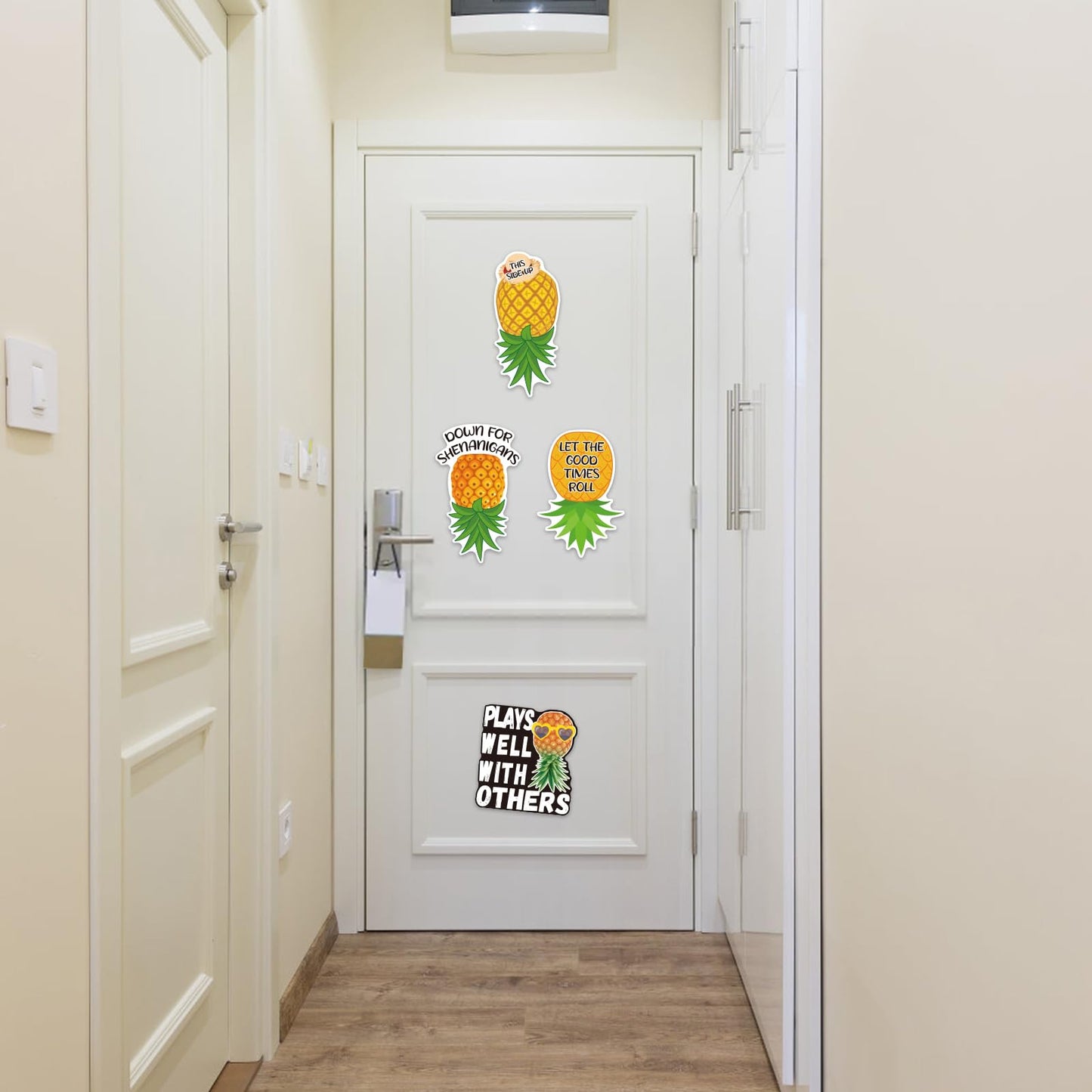 4 Pcs Upside Down Pineapple Magnet - Pineapple Decor Magnetic Stickers for Cruise Doors, Cabin，Refrigerators, and Cars