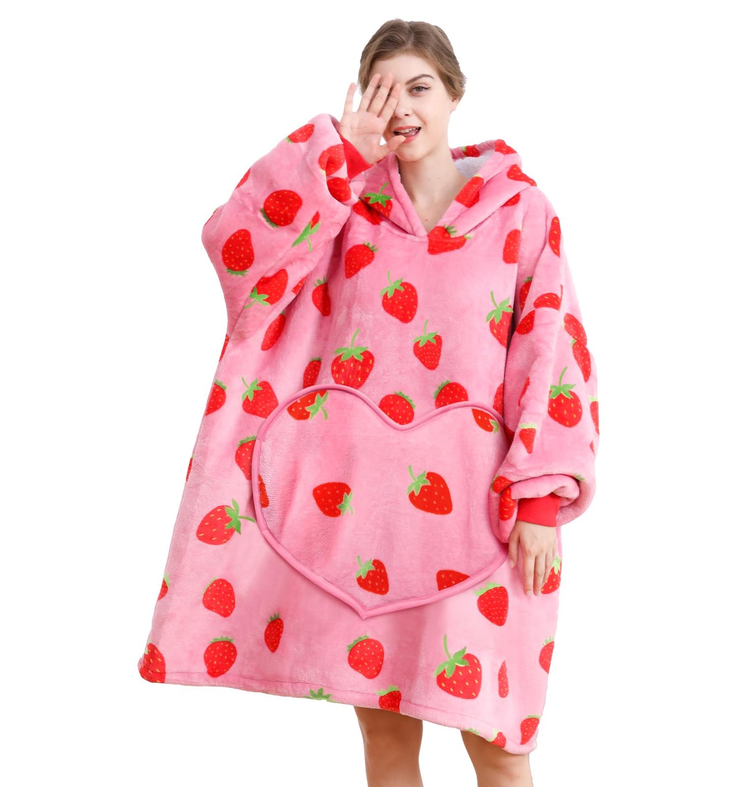 Wearable Blanket Hoodie, Women Oversized Fluffy Hoodies Blanket,Warm Cozy Sherpa Sweatshirt Gift,One Size for All