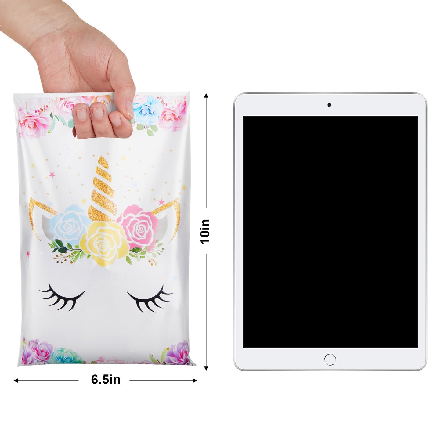 PintreeLand 30PCS Unicorn Party Favor Bags, Plastic Small Goodie Gift Candy Bags with Handle for Birthday Pink Theme Party