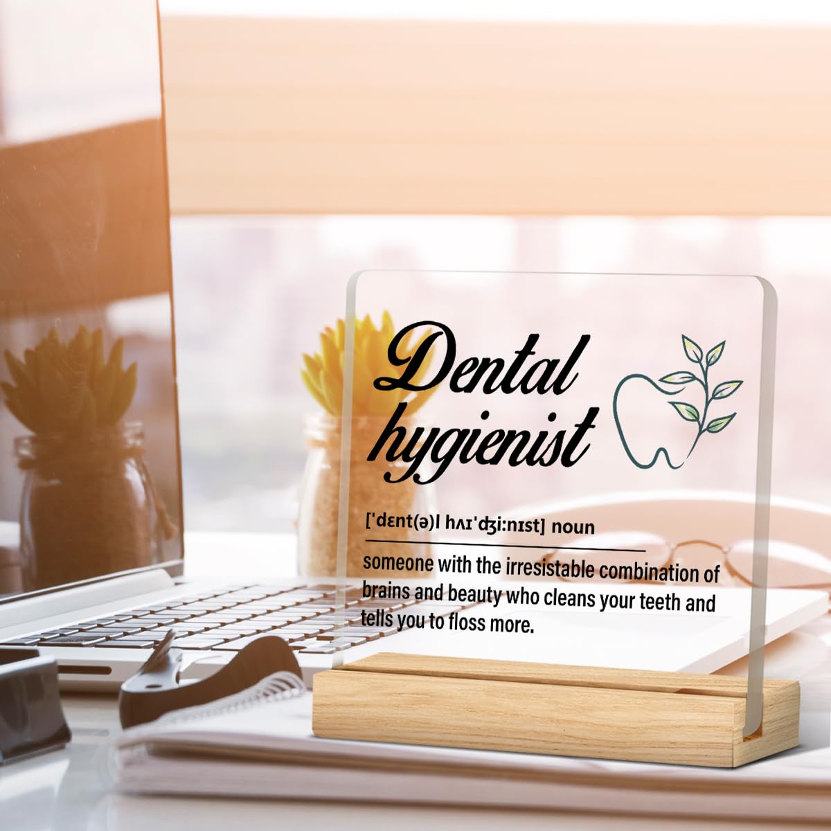 Dental Hygienist Gift for Women Men, Dental Hygienist Definition Acrylic Desk Sign Decor
