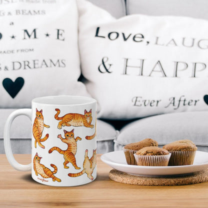 MUGBREW Orange Tabby Cat Funny Playful Postures Ceramic Coffee Mug Tea Cup, 11 OZ