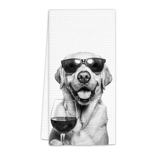 Labrador Retriever Gifts Wine Kitchen Towels, Gifts for Labrador Retriever Dog Wine Lovers Decorative Hand Dish Towel for Kitchen Home Bar, Funny LabradorDog Owners Home Bar Decor(16x24In)
