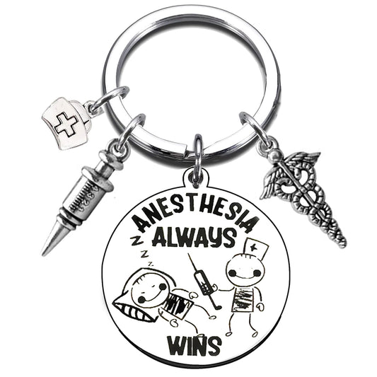 Anesthesia Gifts Nurse Anesthetist Keychain for Christmas Graduation Retirement Appreciation Gifts for Anesthesiologist ICU RN ER Nurse Thank You Gift for Anesthesia Tech Week Anesthesiology Keyring