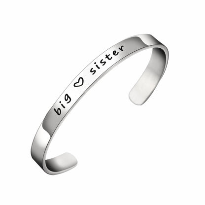 BESPMOSP Big Sis Middle Sis Little Sis Sister Cuff Bangle Bracelet Family Friend Gift for Women