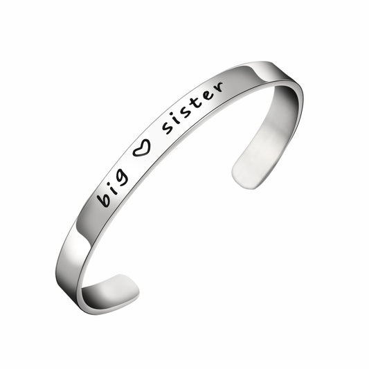 BESPMOSP Big Sis Middle Sis Little Sis Sister Cuff Bangle Bracelet Family Friend Gift for Women